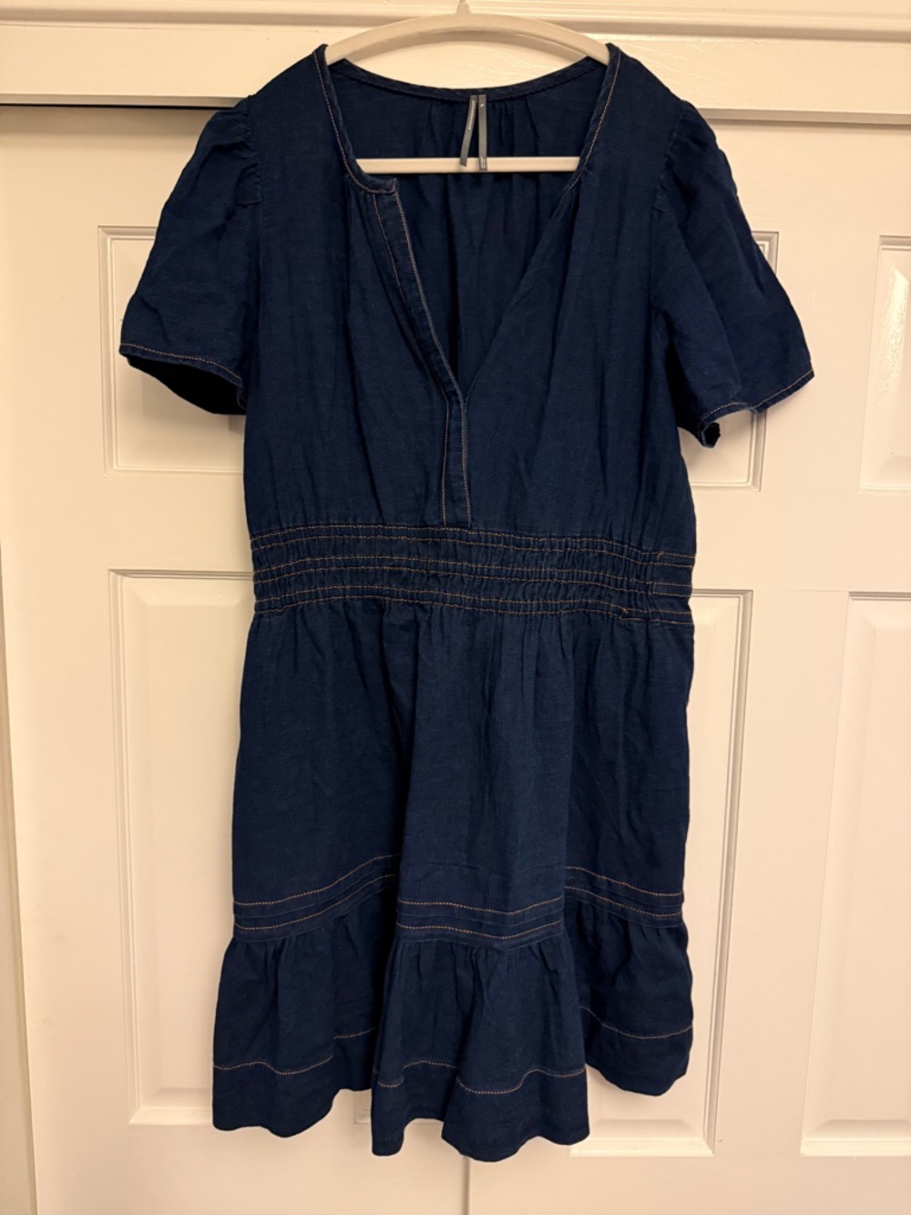 Anthropologie Somerset Dark Denim Women’s Size XL Dress Short Sleeve V-Neck